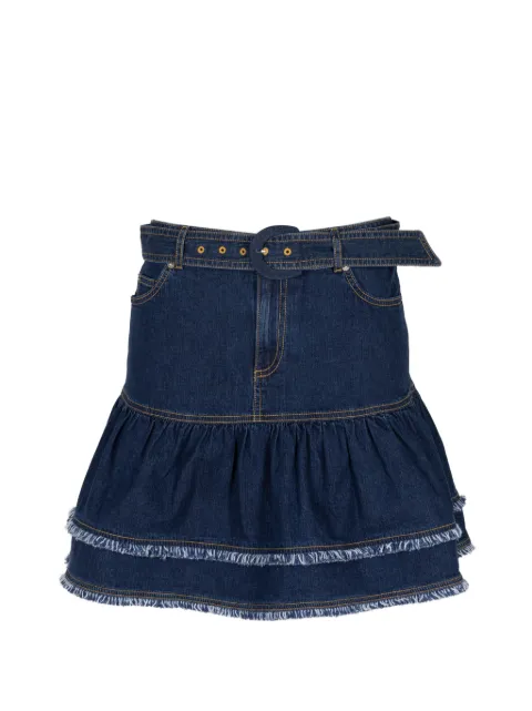 Cinq A Sept Martina fringe-trimmed short skirt Blue ZS623A7798Z