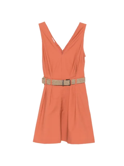 Brunello Cucinelli Techno cotton textured twill belted dress with Monili Orange ML140A5354C3980