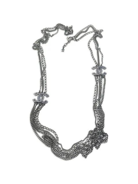 CHANEL Pre-Owned 2016 Crystal CC chain necklace Black CHAGUNMETNKL