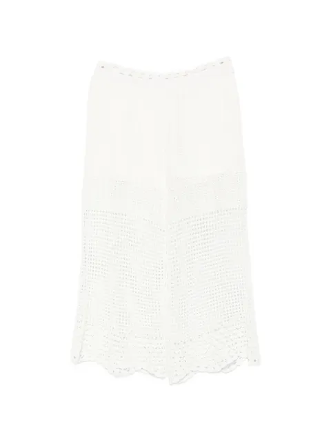 IRO crochet-knit scalloped-hem trousers White LIRYSSEWM30