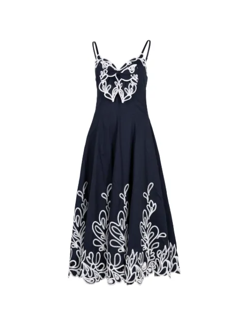 Cinq A Sept Paisley Bloom embroidered bow-detail midi dress Blue ZD3429A7728Z