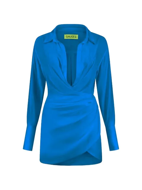 GAUGE81 Naha wrap-style mini dress Blue 422223
