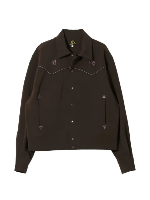 Needles butterfly-embroidered piped jacket Brown SX223A