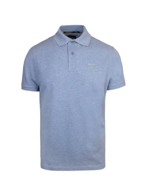 Barbour tartan-trim embroidered-logo polo shirt Blue MML0012