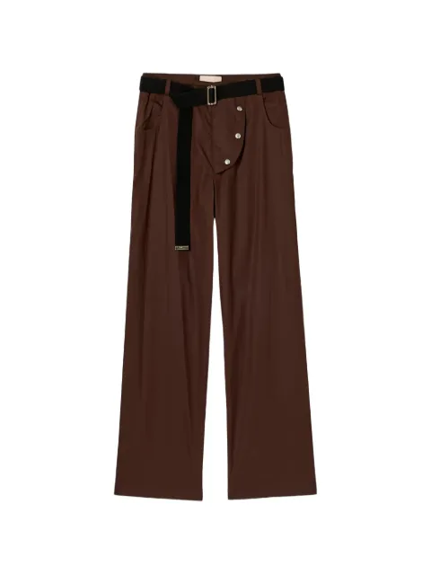 Plan C Light Parachute belted trousers Brown PNCAH16LY0TC06300M