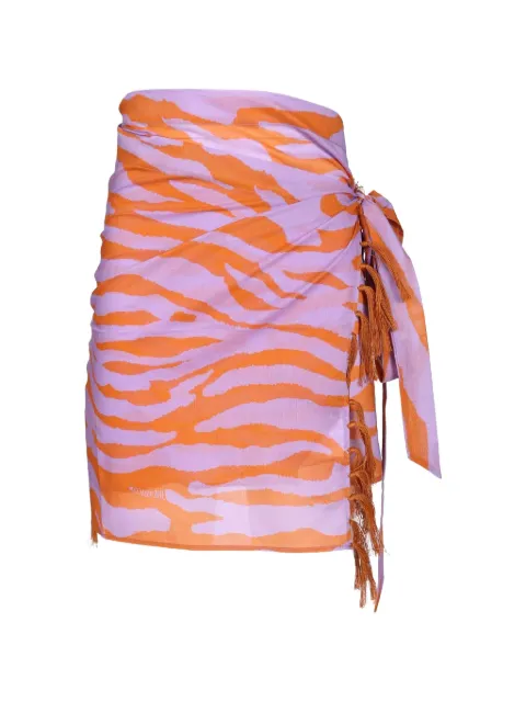 The Attico animal-print fringed skirt Purple 260WCR00139