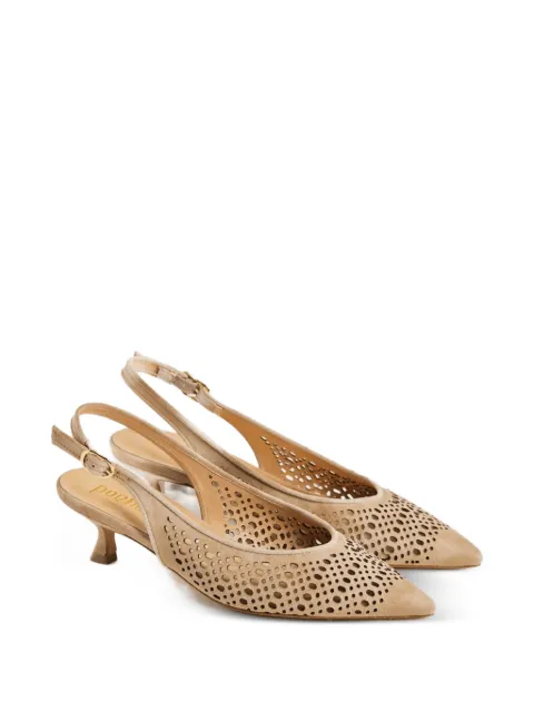 Poche Paris perforated sling-back pumps Neutrals FWSIDONIE600306