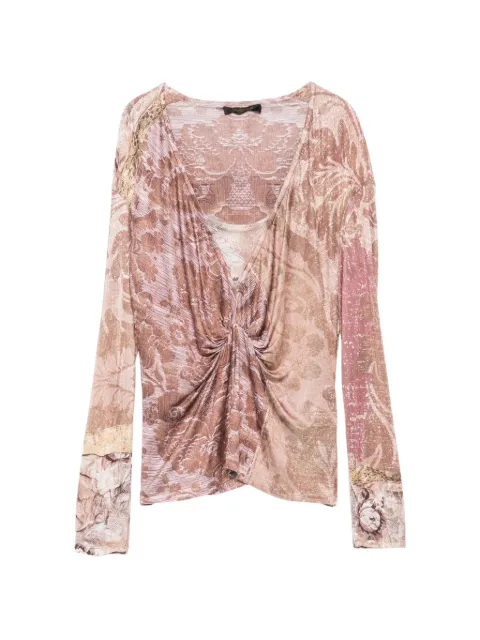 Roberto Cavalli Vintage 2000s floral-print twisted blouse Pink RC250BER