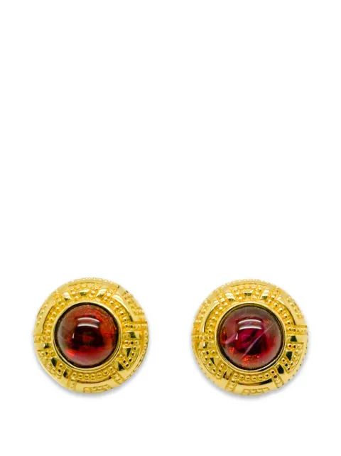 Christian Dior Pre-Owned 1980s glass cabochon earrings Gold CDRUBYCABERG