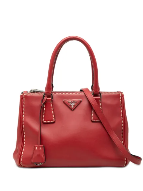 Prada Pre-Owned 2010-2026 Small City Calf Hand Stitched Galleria Double Zip satchel Red NWWZW1N9NBGVIWNG