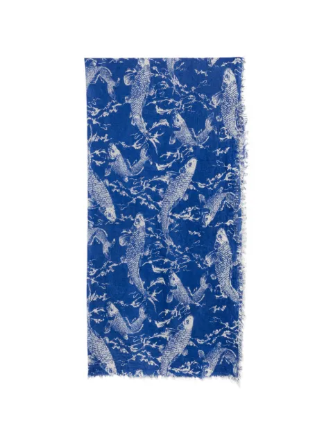 MOULETA fish-print scarf Blue 612804FINE