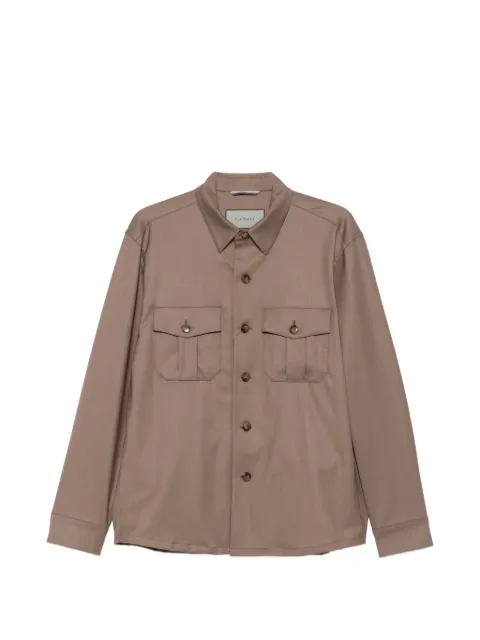 Canali button-up chest-pocket shirt jacket Brown AS0499831019