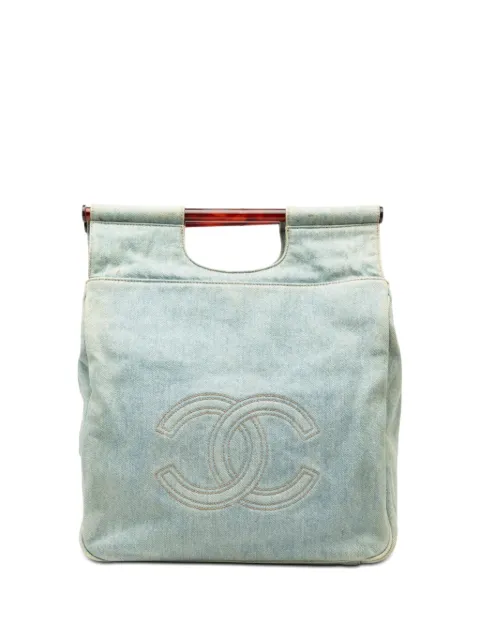 CHANEL Pre-Owned 1996-1997 CC Denim Tortoise Handle tote bag Blue YY4XUFSSK89W96SV