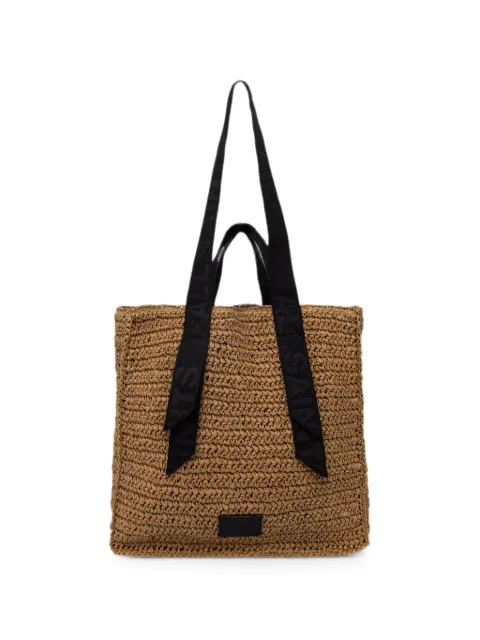 AllSaints woven straw logo-strap tote bag Neutrals W081XA