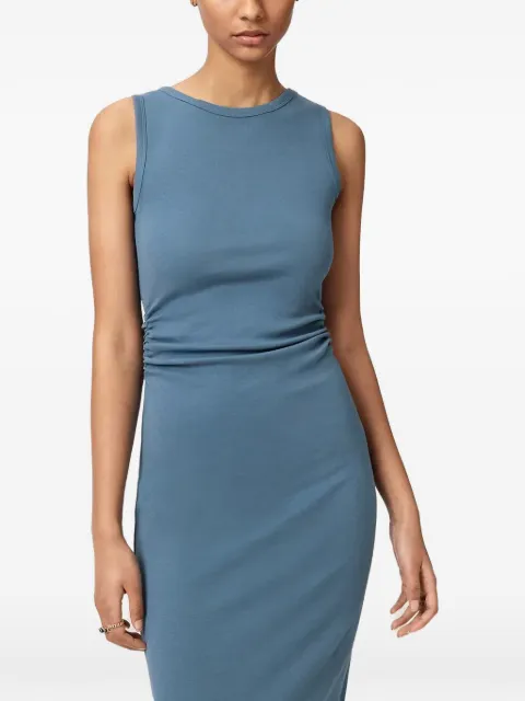 AllSaints boat neck ruched slim fit sleeveless dress Blue W009DA