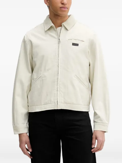 AllSaints corduroy-collar logo-patch relaxed fit jacket Neutrals M080OB