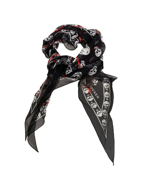 Alexander McQueen skull-print asymmetrical scarf Black 8641533060Q