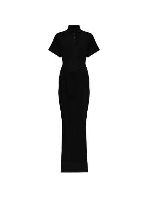 Alaïa sheer-panel polo maxi dress Black AA9R3053K175C