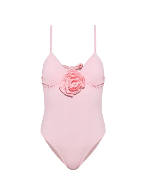 Moschino floral-appliqué cut-out swimsuit Pink A49109404