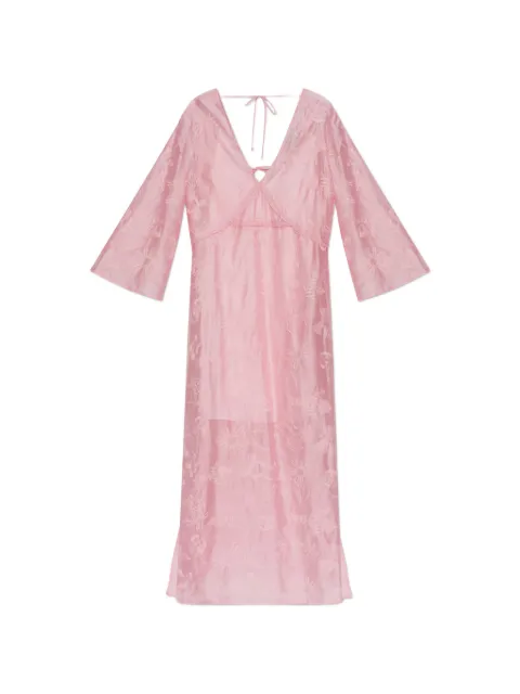 MUNTHE Boris embroidered sheer maxi dress Pink 261132626190