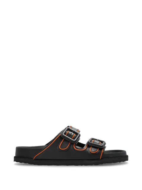 BIRKENSTOCK 1774 Arizona buckle-fastening leather slides Black 1032342