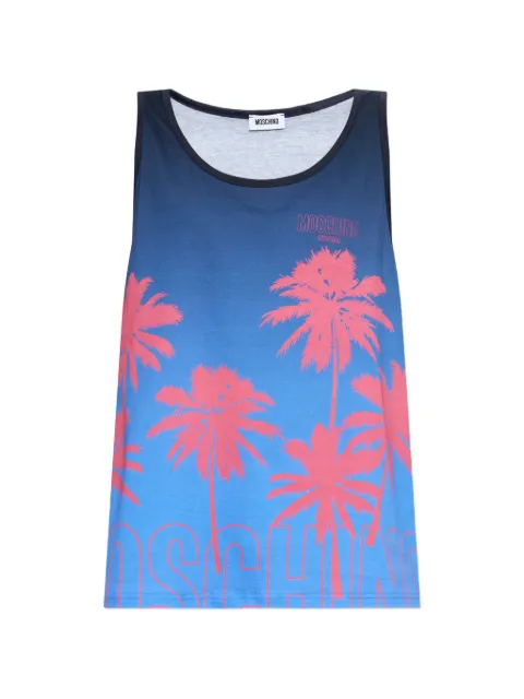 Moschino palm-tree-print tank top Blue A89029424