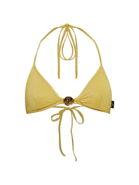 Moschino Smiley® lurex jersey triangle bikini top Yellow A57209409