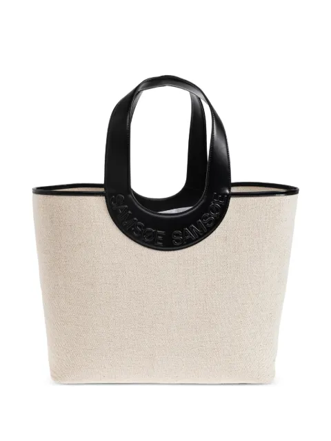 SAMSOE SAMSOE Saberta logo-embossed canvas tote bag Neutrals F26200033