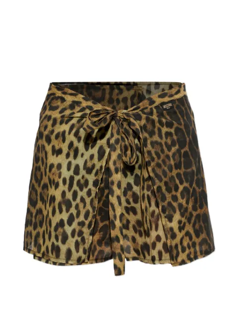 Moschino leopard-print wrap short pareo Neutrals A28039432