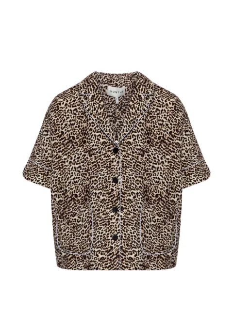 MUNTHE Ushi leopard-print contrast-piping shirt Neutrals 261106026185
