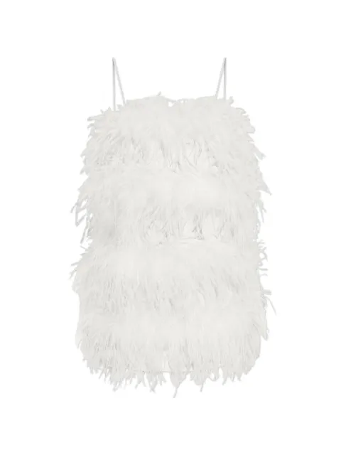 Oséree feather-embellished satin mini dress White BSMDF268SATINPLUMAGE