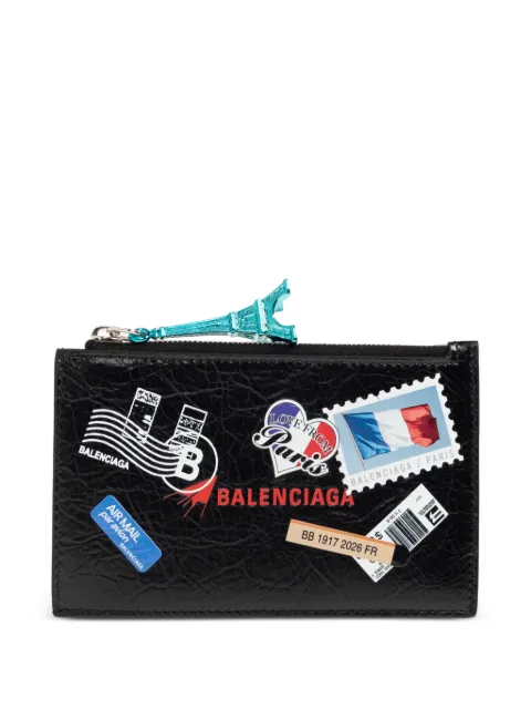 Balenciaga Cash sticker-print Eiffel Tower-charm cardholder Black 8671502ACHI