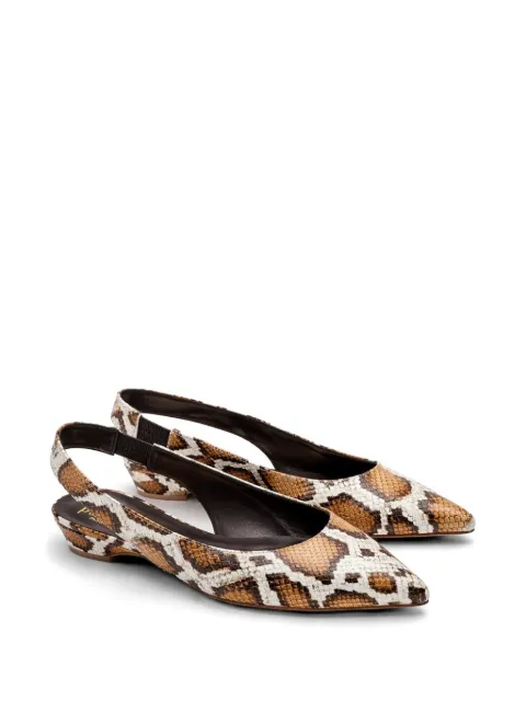 Poche Paris snakeskin-effect slingback pumps Brown FWCLARISE602511