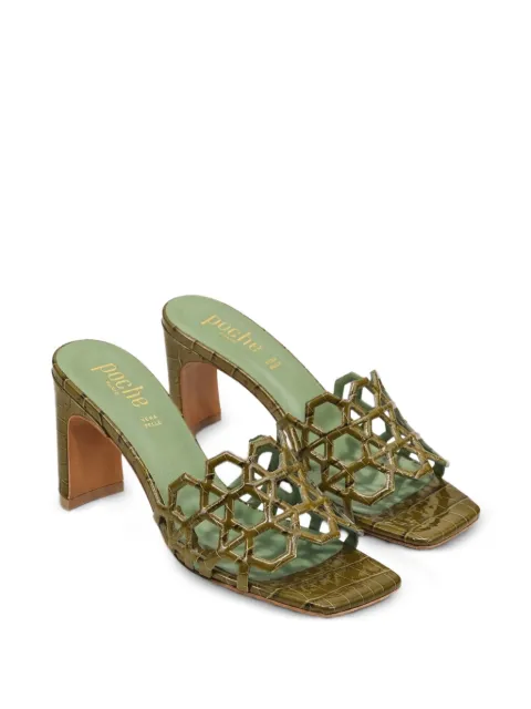 Poche Paris croc-effect cage-style sandals Green FWMARIE500138