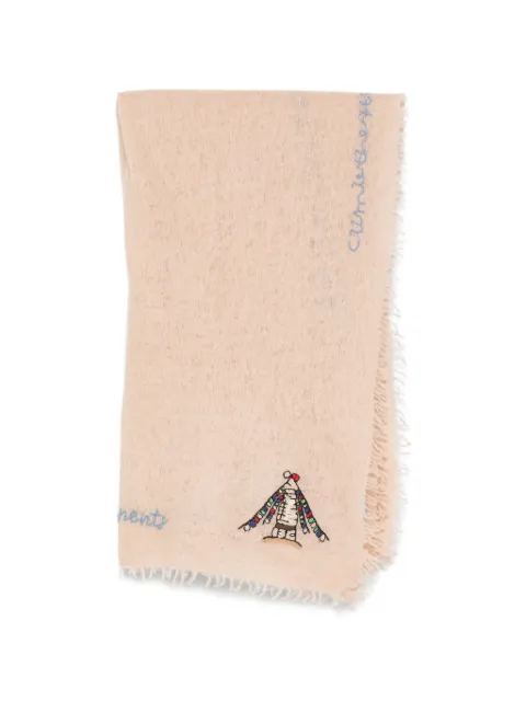 MOULETA embroidered frayed scarf Neutrals 612501