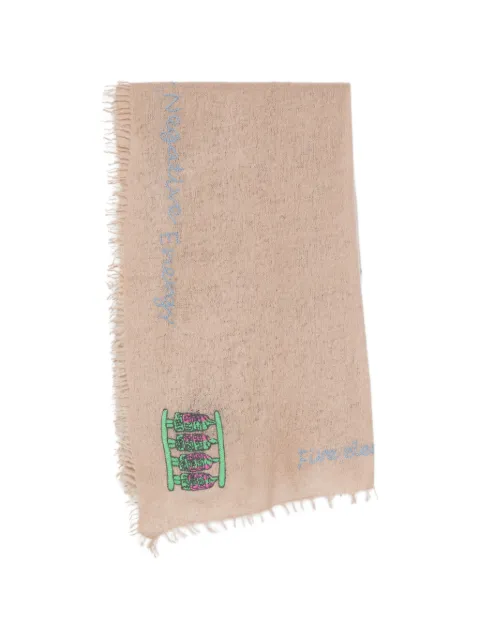 MOULETA embroidered frayed-edge scarf Brown 612501