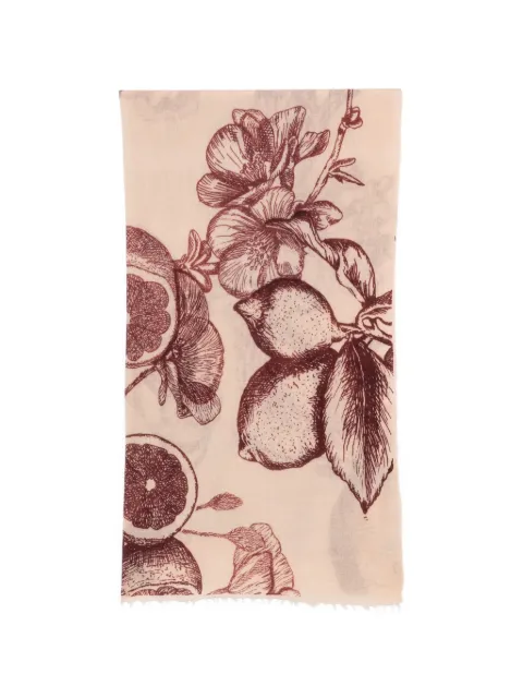 MOULETA fruit-print frayed scarf Neutrals 612512FINE