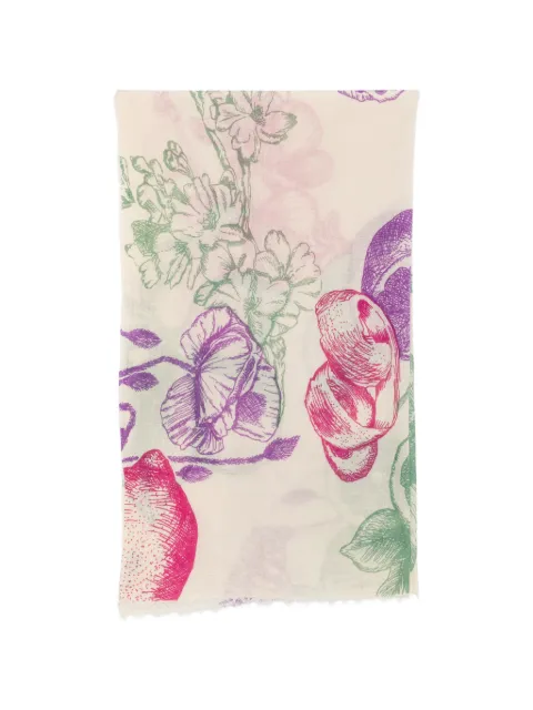 MOULETA floral-print frayed scarf Neutrals 612512FINE