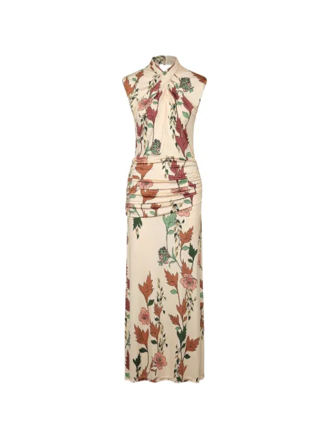 Johanna Ortiz hibiscus compass ruched maxi dress Neutrals PT04113