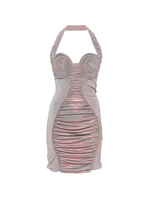 MITILIANE COUTURE spiral-cup mini dress Grey 5198HOLOGRAPHIC