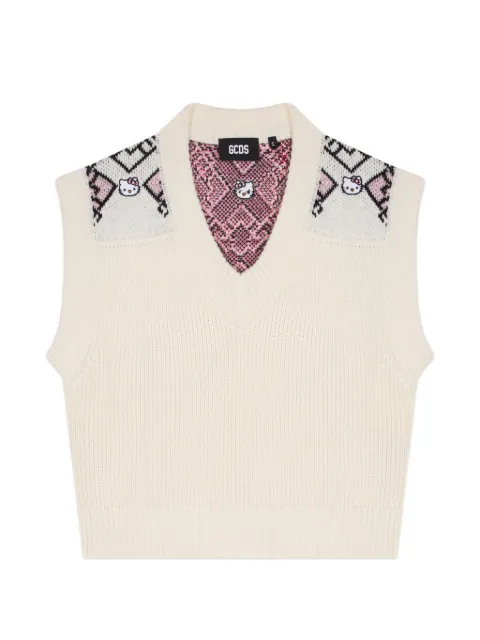 GCDS x Hello Kitty argyle sweater vest White A2HW1401KH0