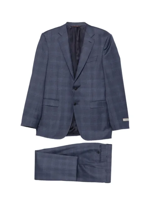 Canali check-pattern wool suit Blue BF0436519220