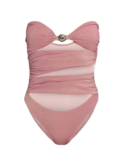 Moschino Smiley® lurex jersey one-piece swimsuit Pink A49139409