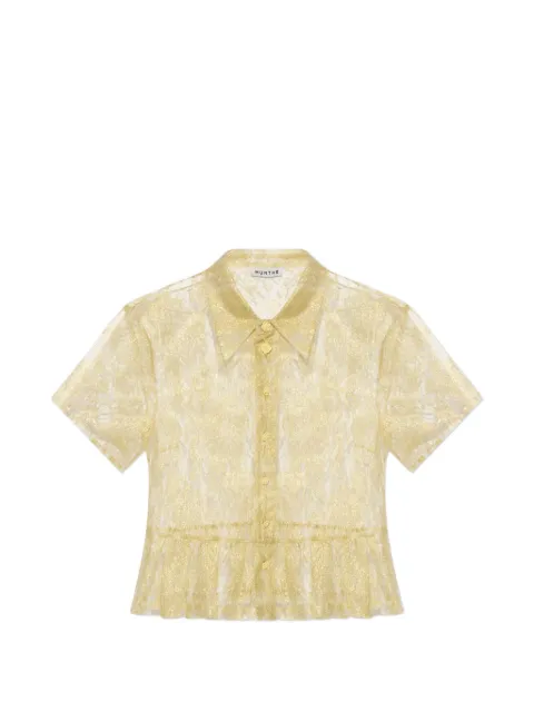 MUNTHE Bustona floral-lace ruffled blouse Yellow 261106726180