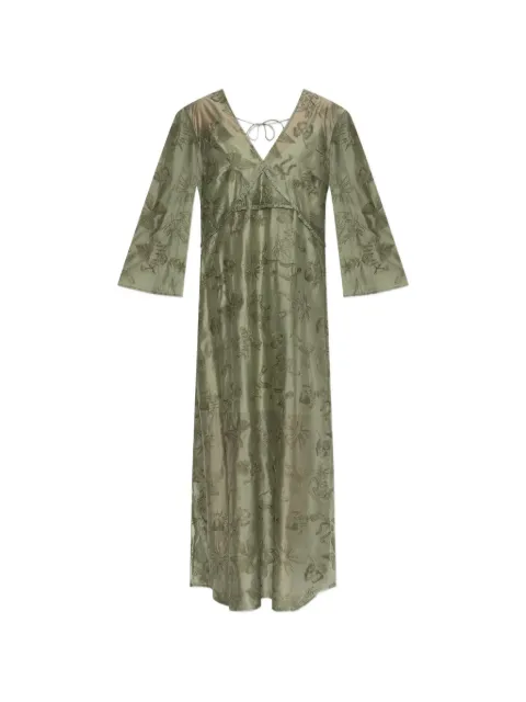 MUNTHE Boris embroidered maxi dress Green 261132626190