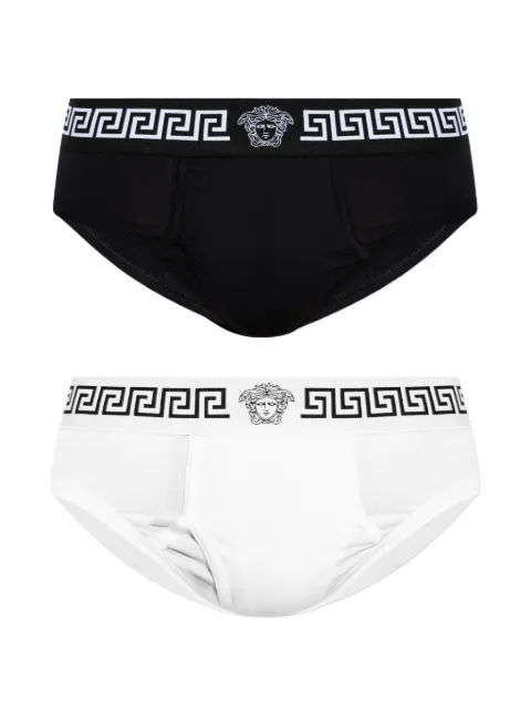 Versace logo-embellished briefs (set of two) Black 10249071A17881