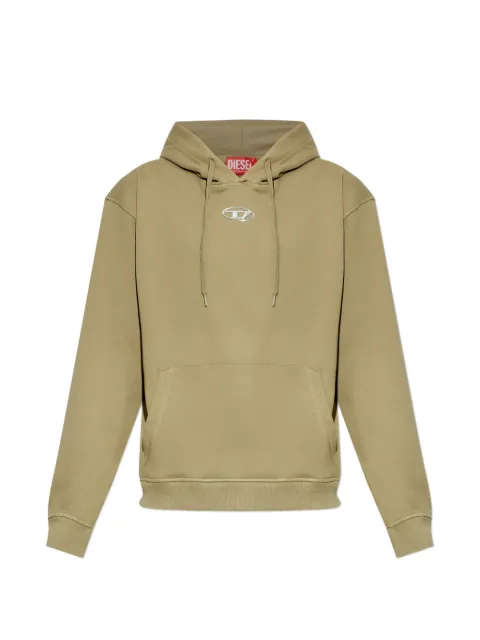 Diesel cotton hoodie with metallic Oval D Green A204470BKBW