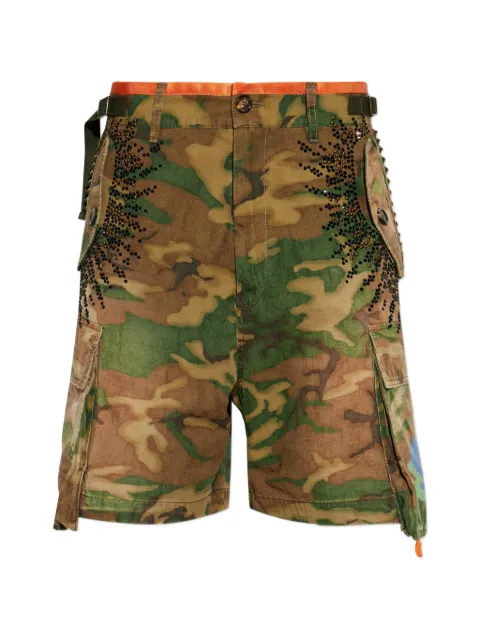 DSQUARED2 camouflage-print crystal-embellished cargo shorts Green S71MU0894S54546