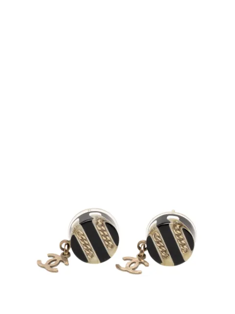 CHANEL Pre-Owned 2006 Brass Resin CC Drop Round Push Back Earrings costume earrings Black 9ML8BL9GVLFPCTST