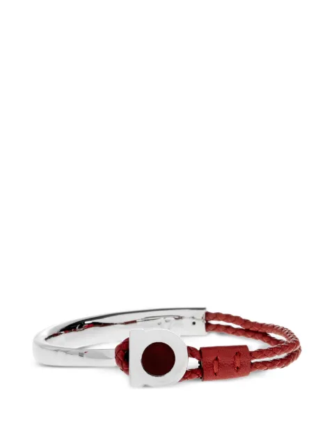 Ferragamo Gancini braided-leather bracelet Silver 791007